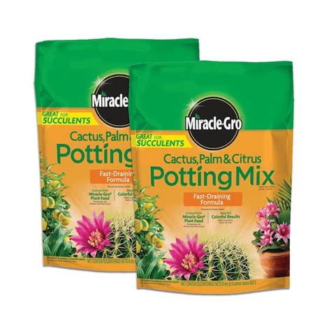 Miracle Gro 16 Qt Cactus Palm And Citrus Potting Soil Mix 2 Pack