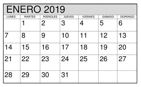 Calendario Enero 2019 Para Imprimir Calendario Enero Imprimir Sobres