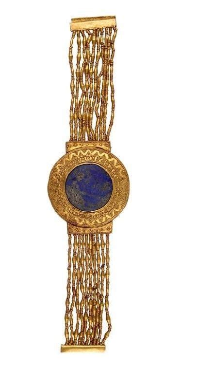 Millennium Gold Tutankhamun Flexible Gold Bracelet Gold Lapis