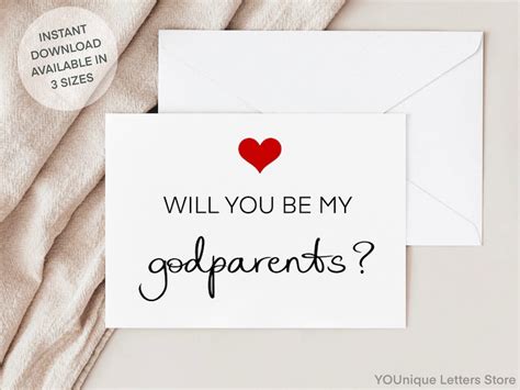 Printable Godparent Proposal Will You Be My Godparents Card Etsy Uk
