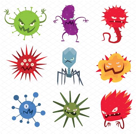Cartoon Viruses Characters Vector Animal Illustrations Creative Market