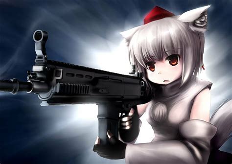 Anime Anime Filles Gun Touhou Animal Oreilles Inubashiri Momam