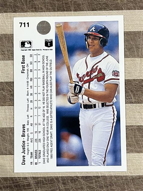 1990 Upper Deck Baseball Dave Justice Rookie Card #711 | eBay