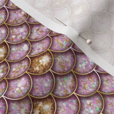 Pink Gold Glittery Mermaid Fish Scales Fabric Spoonflower