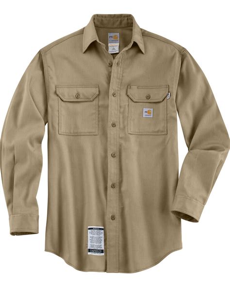 Carhartt Mens Long Sleeve Flame Resistant Dry Twill Work
