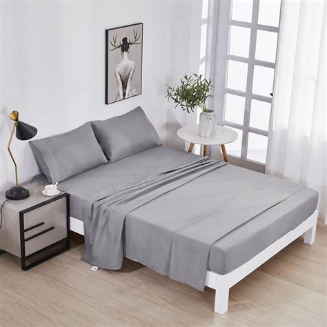 3 Piece Hotel Luxury Solid Bed Sheets Set Light Gray Twin Xl 1800