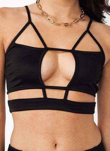 Gj Caged In Cropped Top 1560 In Black Red White Crop Tops