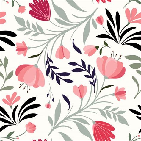 Premium Vector Hand Drawn Seamless Pattern With Decorative Flowers