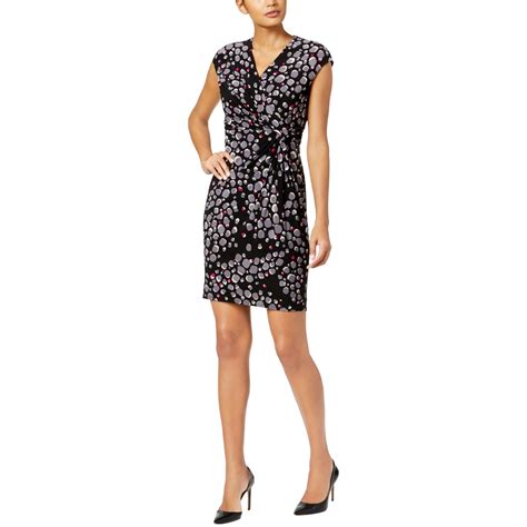 anne klein anne klein womens side twist sheath dress black small