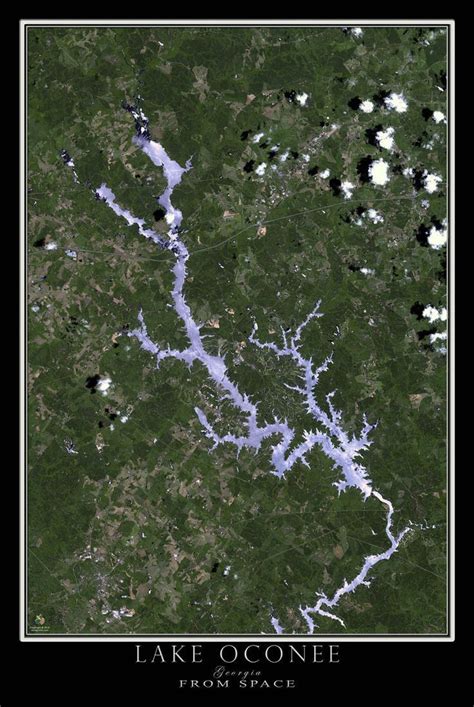 The Lake Oconee Georgia Satellite Poster Map With Images Lake