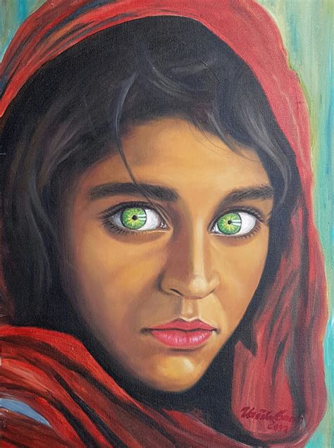 The Girl Sharbat Gula From Afghanistan Painting By Ursula Gnech