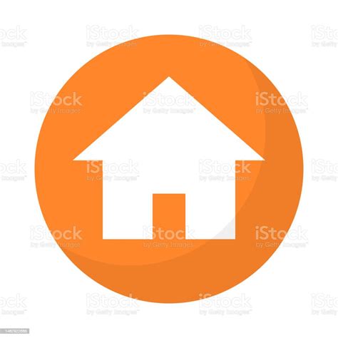 Orange Round Home Button Icon Vector Stock Illustration Download