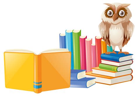 Brown Owl And Many Books 369444 Vector Art At Vecteezy