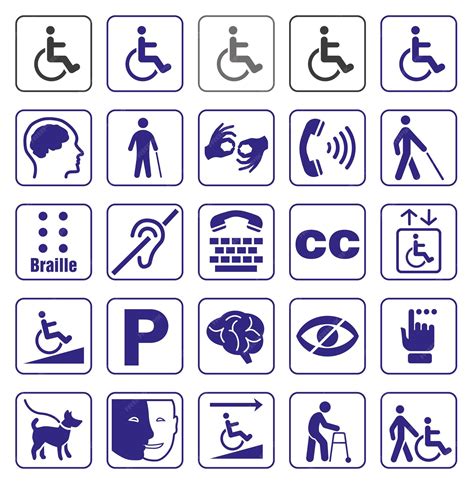 Premium Vector Set Of Disability Icons Or Graphic Elements With