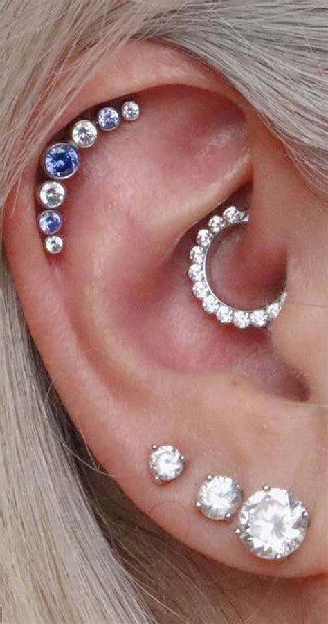 Nur Swarovski Circle Crystal Ear Piercing Jewelry 16g Earring Daith