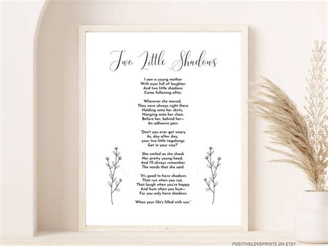 Two Little Shadows Poem Printable T For Mothers Day Etsy