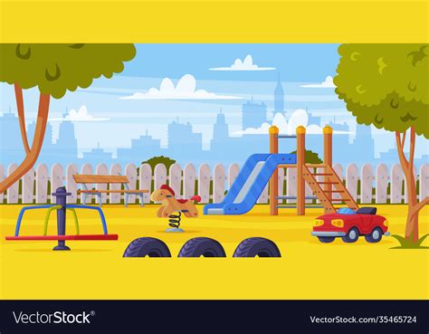 Colorful Background With Kids Playground As Urban Vector Image