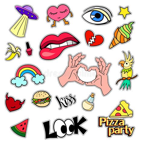 Fashion Patch Badges Big Set Stickers Pins Embroidery Patches And