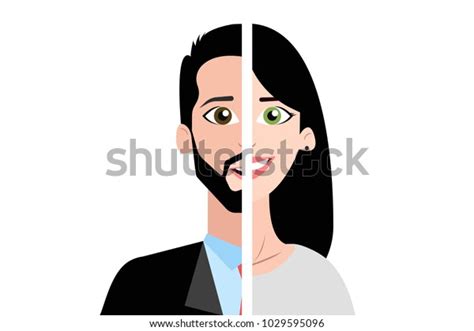 Eps Vector Illustration Half Cheerful Brunette Stock Vector Royalty