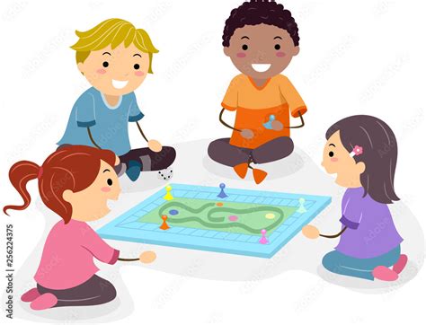 Stickman Kids Play Board Game Illustration 素材庫向量圖 Adobe Stock