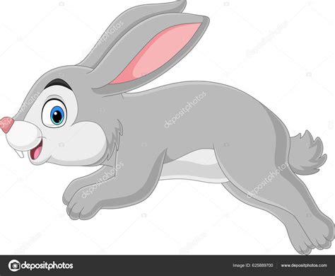 Vector Illustration Cartoon Funny Rabbit Running White Background Stock