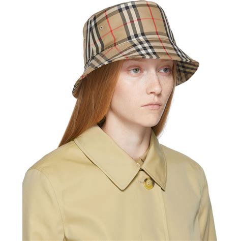 Burberry Beige Vintage Check Bucket Hat Ssense With Images