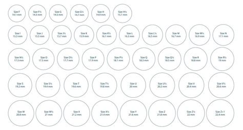 International Ring Size Chart Aqua Gems Jewels