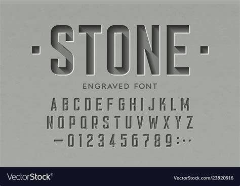 Engraved On Stone Font Alphabet Letters And Vector Image