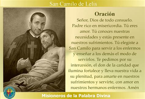 Misioneros De La Palabra Divina Santoral San Camilo De Lelis