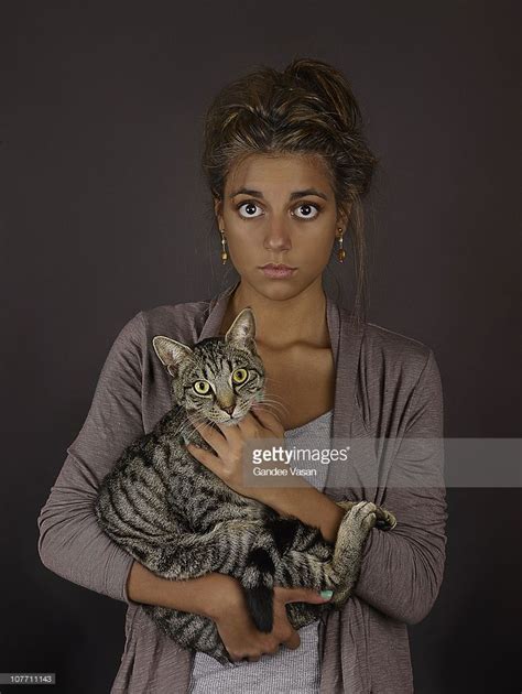 Girl Holding Cat People Poses Stock Photos People Pose Reference