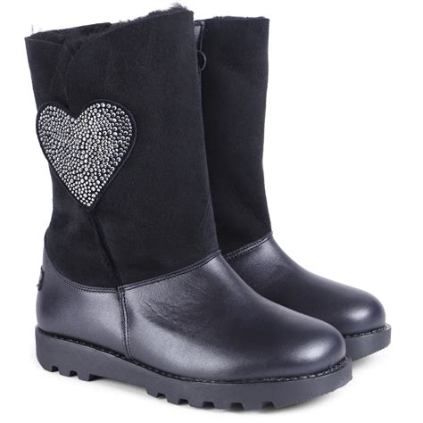 Zecchino Doro Girls Crystal Heart Boots In Black Bambinifashioncom