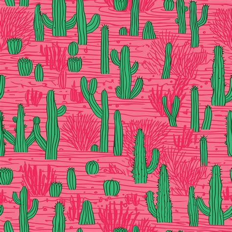 Premium Vector Seamless Colorful Cactus Pattern