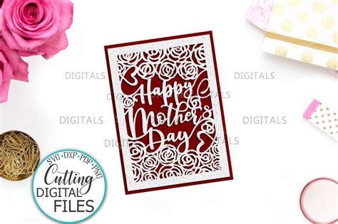 Happy Mothers Day Card Svg Laser Cut Template Papercut Svg Etsy
