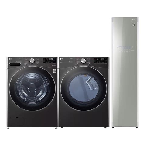 Lg Electronics Smart Stackable Front Load Washer And Electric Dryer Set In Black With Styler