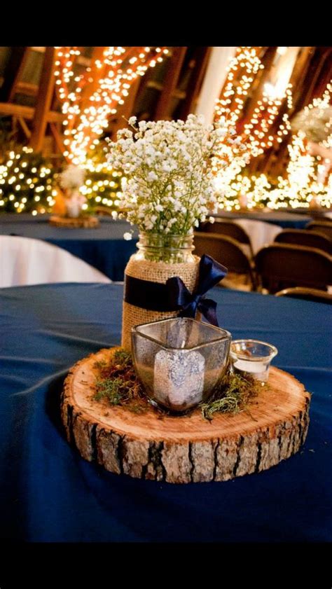 Centerpiece From Our Wedding Navy Blue Mason Jars Filled