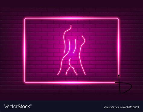 Neon Sign Nude Girl Silhouette In A Frame Vector Image