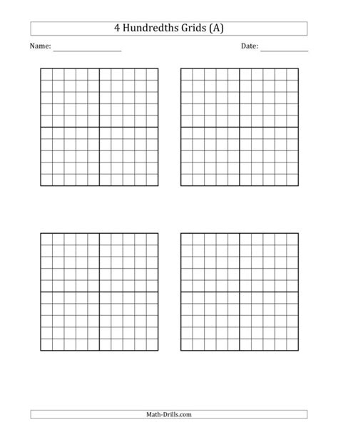 Place Value Charts And Hundredth And Thousandths Grids Math Drills