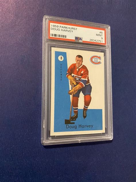 1959 60 Parkhurst 8 Doug Harvey Montreal Canadiens Graded Psa 9 Mint