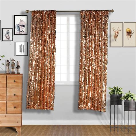 2 Pack 52x96 Gold Big Payette Sequin Window Treatment Home Decor