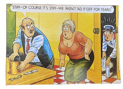 Bamforth Saucy Seaside Postcard Comic Series 2177 Stiff Of Course