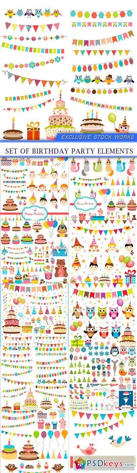 Set Of Birthday Party Elements 10x Eps Free Download Photoshop Vector