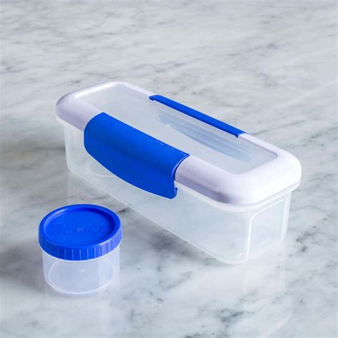 Locksy Click N Go 411ml Snack And Dip Container Blue Kitchen