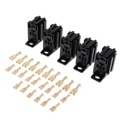 5 Pin Relay Sockets With 25pcs Copper Terminals 353535mm Plastic And