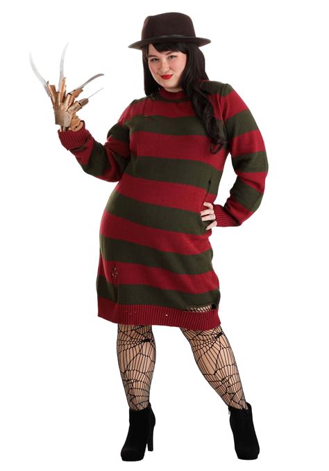 Plus Size Freddy Krueger Womens Costume Dress Horror Movie Costumes