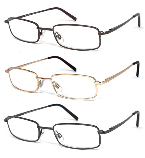 Rectangular Metal Frame Full Magnififed Lens Reading Glasses Power Up To 6 00 Ebay