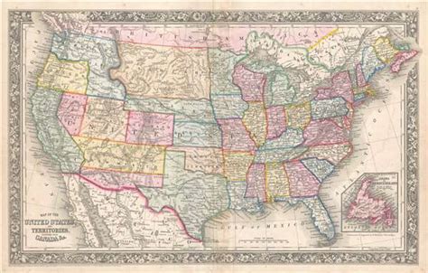 1861 United States Map Rhode Island South Carolina Dakota Tennessee