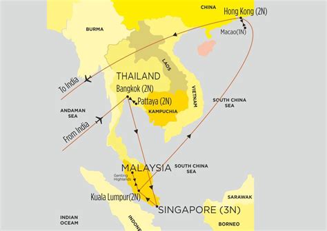 Singapore Malaysia Thailand In World Map Thailand Map Guide