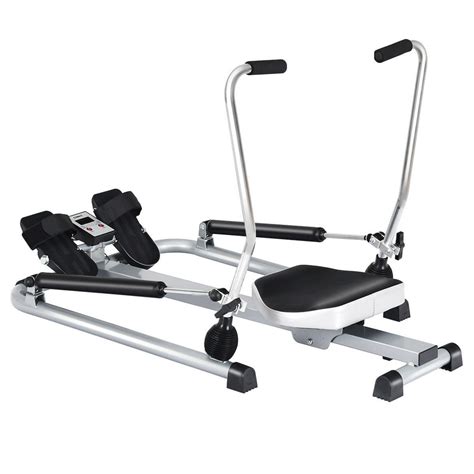 Gymax Exercise Rowing Machine Rower Wadjustable Double Hydraulic