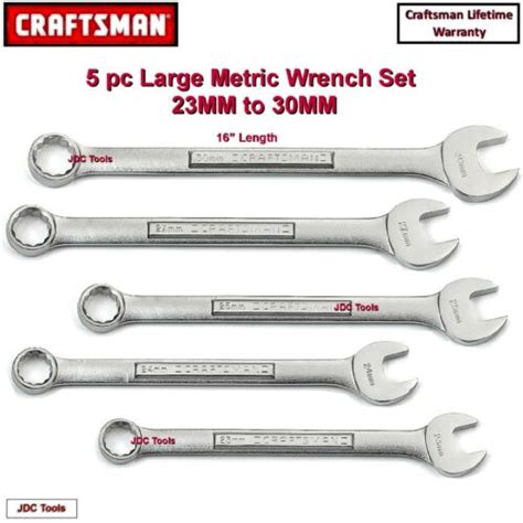 Craftsman 5 Pc Large Metric Combination Wrench Set 23 24 25 27 30mm