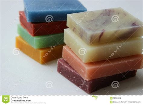 The gorgeous scents of our collections for the body & the soul are made with essential oils from nature's pantry in ireland. Natural Handmade Soap On White Background Stock Photo ...